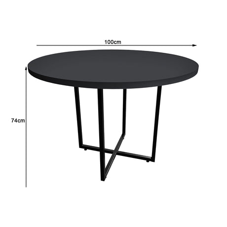 Mesa de Escritório Redonda 4 Lugares Spezia com pé de metálico e tampo de 30mm - SM - 74AX100L
