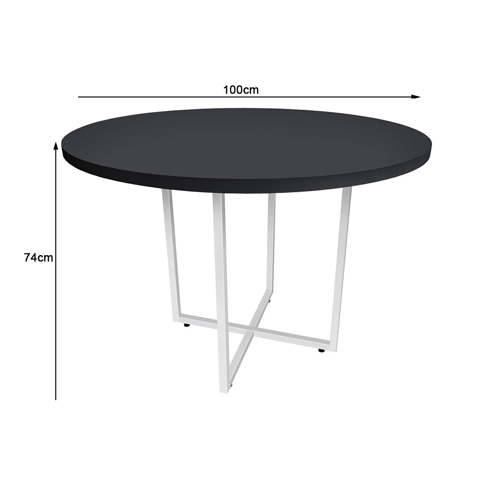 Mesa de Escritório Redonda 4 Lugares Spezia com pé de metálico e tampo de 30mm - SM - 74AX100L