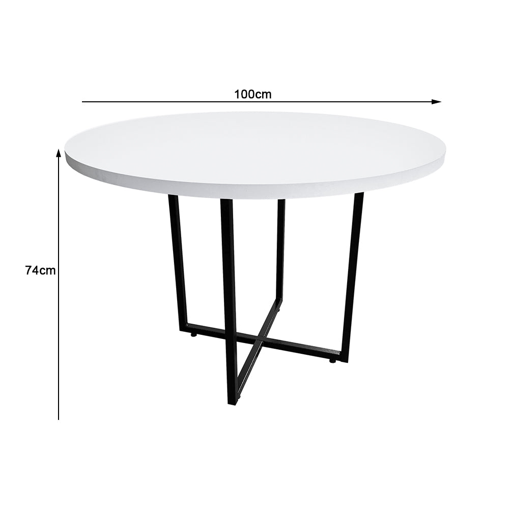 Mesa de Escritório Redonda 4 Lugares Spezia com pé de metálico e tampo de 30mm - SM - 74AX100L