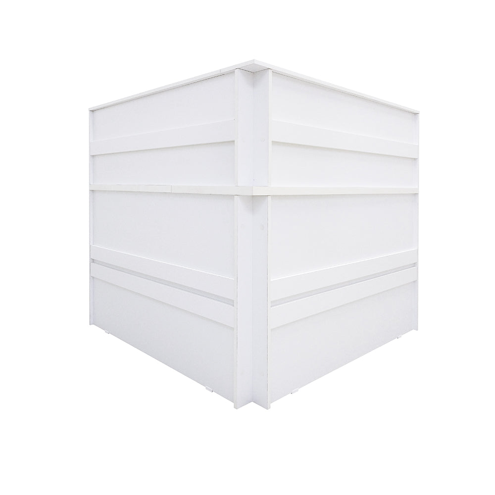 Balcão Recepção Atendimento em L com 1 passa fio no tampo + 2 passa fios laterais - SM Corporativo - 119AX120/120LX45P