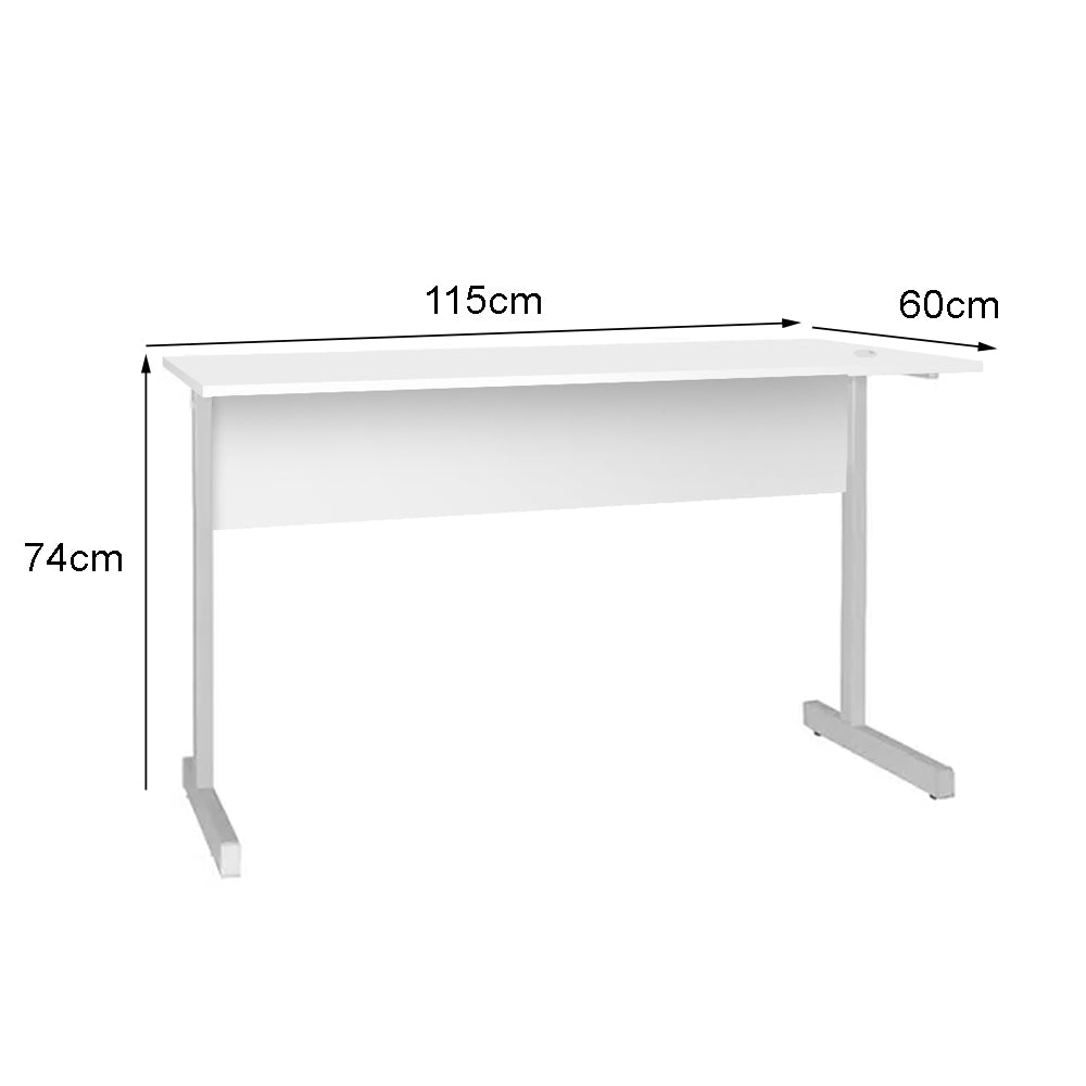 Mesa de Escritório 115cm Pé Metálico sem Gaveta com 1 passa fio - SM Super Light 15MM - 74AX115LX60P