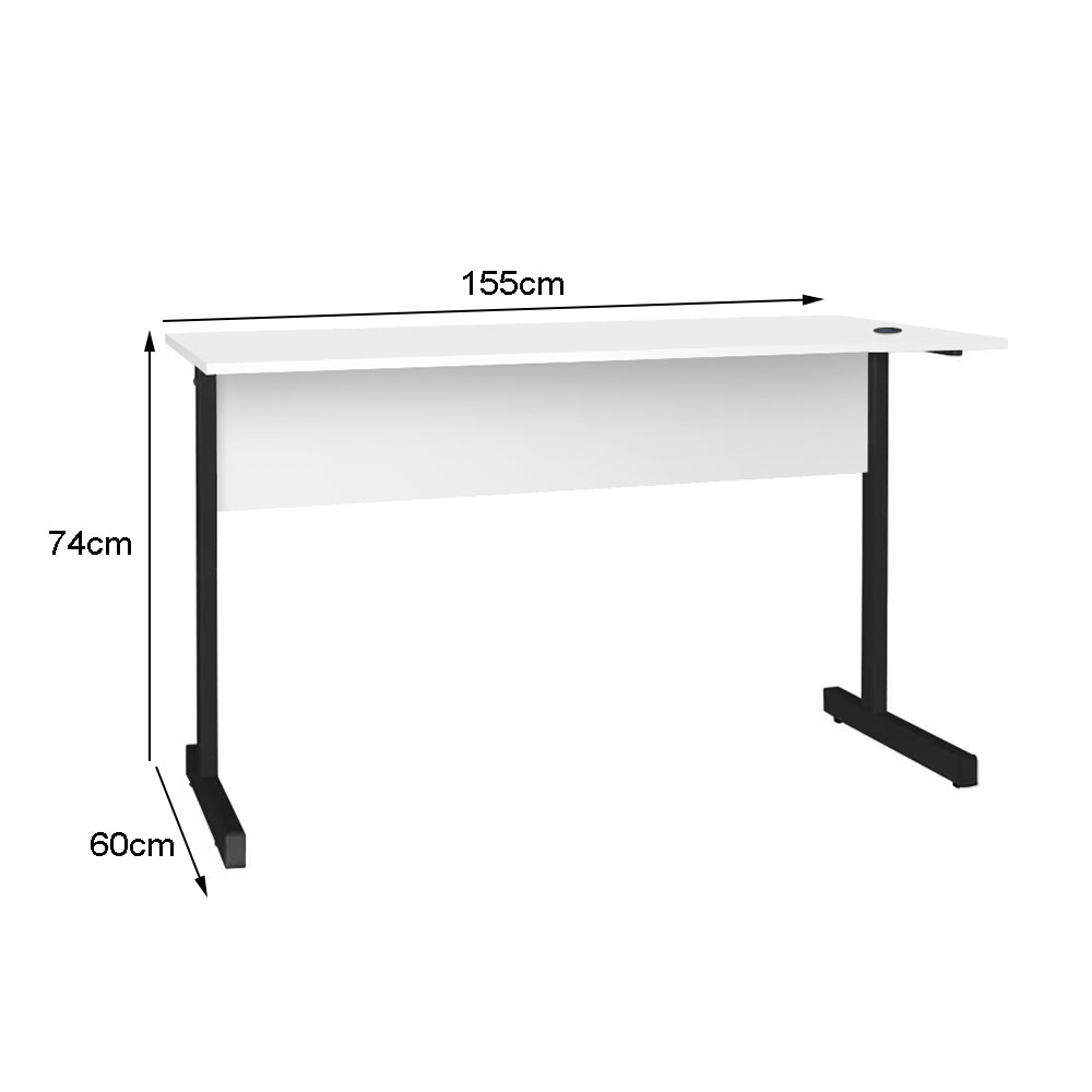 Mesa de Escritório 155cm Pé Metálico sem Gaveta com 1 passa fio - SM Super Light 15MM - 74AX155LX60P