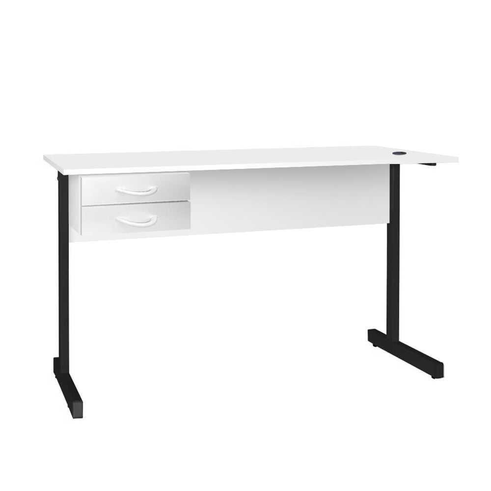 Mesa de Escritório 155cm Pé Metálico Com 2 Gavetas - SM Super Light 15MM - 74AX155LX60P
