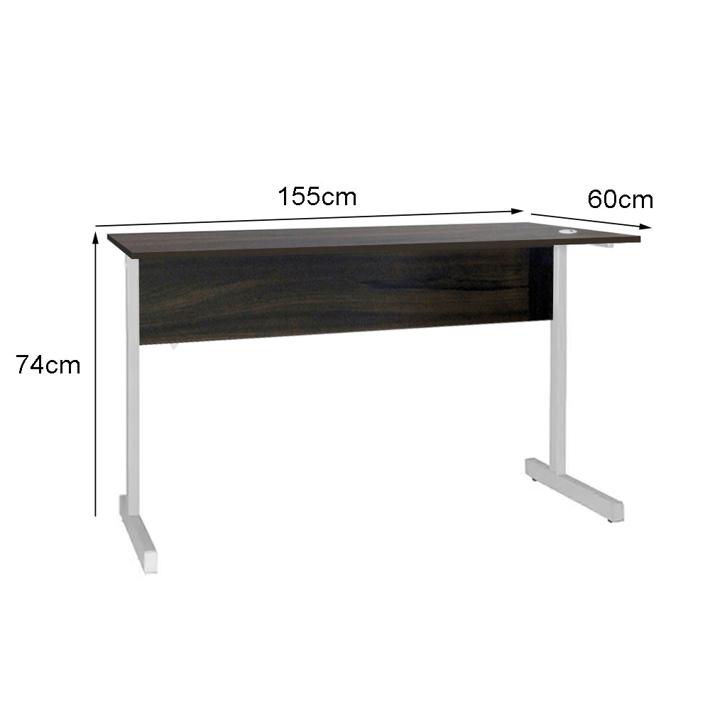 Mesa de Escritório 155cm Pé Metálico sem Gaveta com 1 passa fio - SM Super Light 15MM - 74AX155LX60P