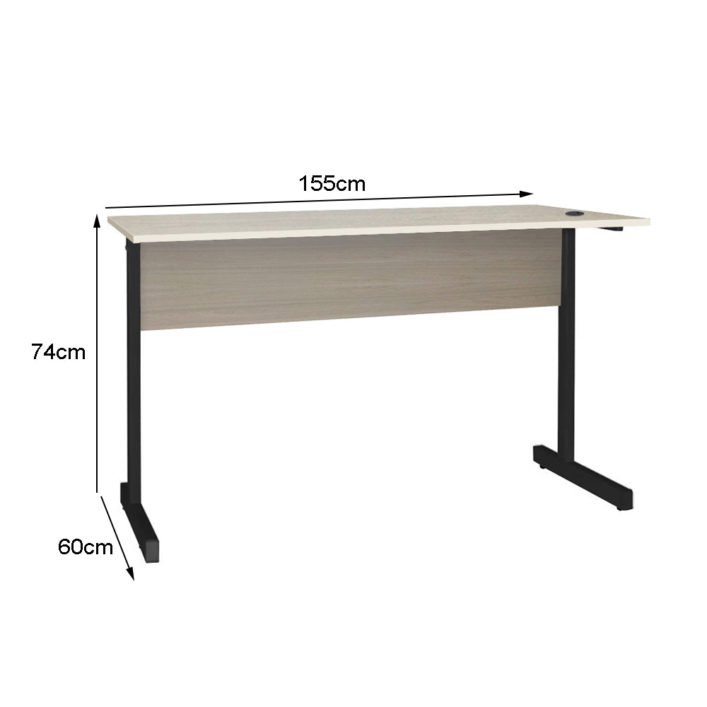 Mesa de Escritório 155cm Pé Metálico sem Gaveta com 1 passa fio - SM Super Light 15MM - 74AX155LX60P