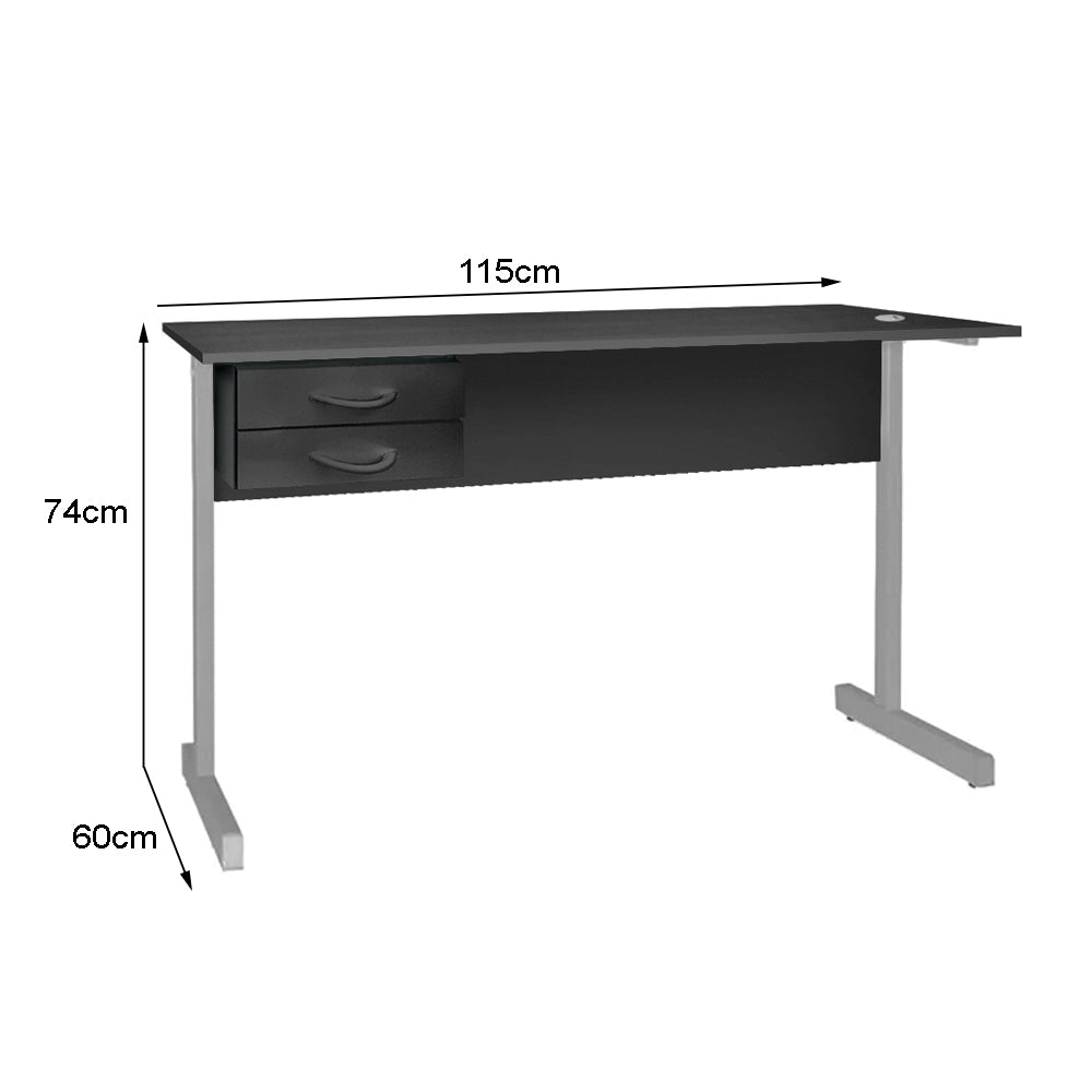 Mesa de Escritório 115cm Pé Metálico Com 2 Gavetas - SM Super Light 15MM - 74AX115LX60P