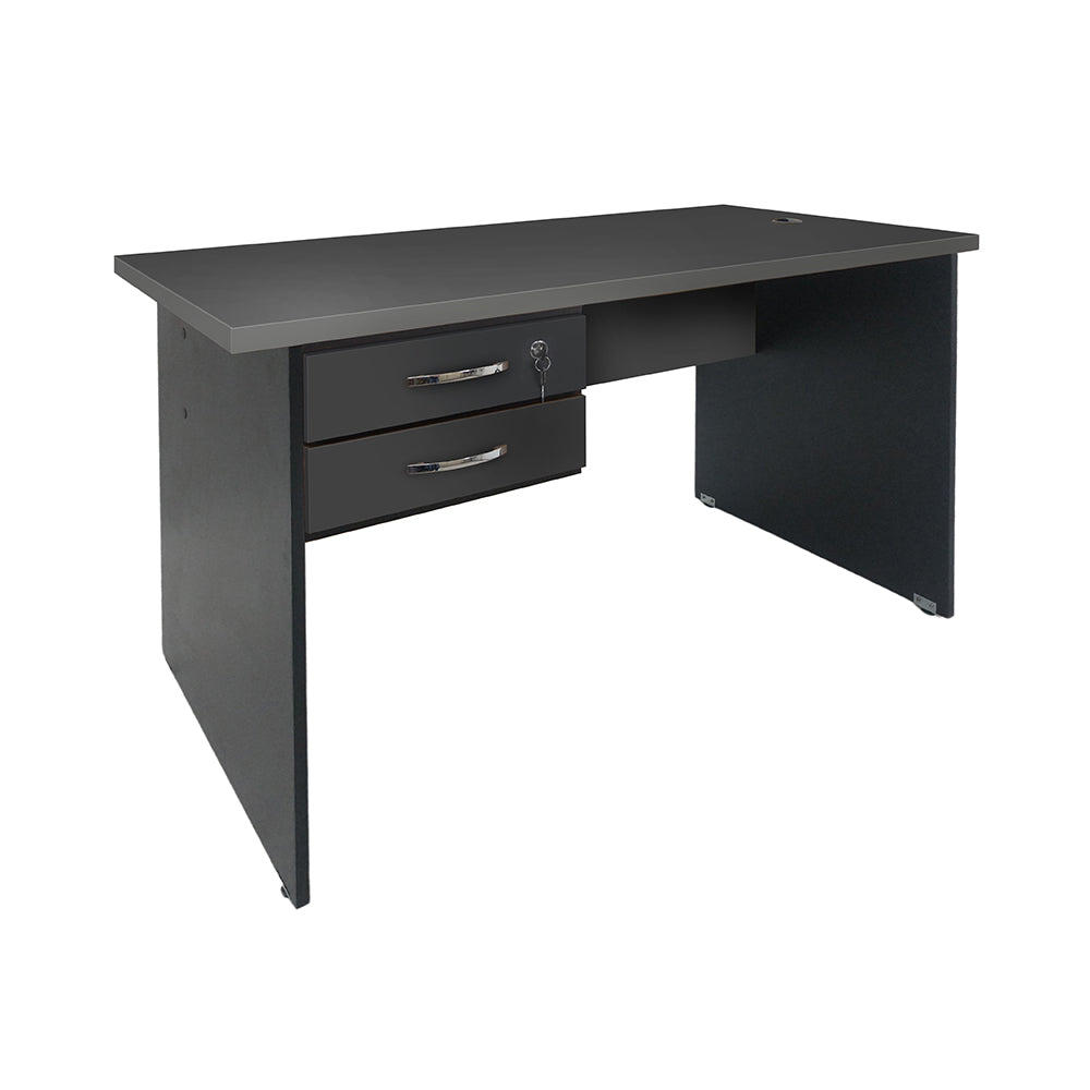 Mesa de Escritório 120cm Pé Painel Com 2 Gavetas - SM alfa BP - 73Ax120Lx60P