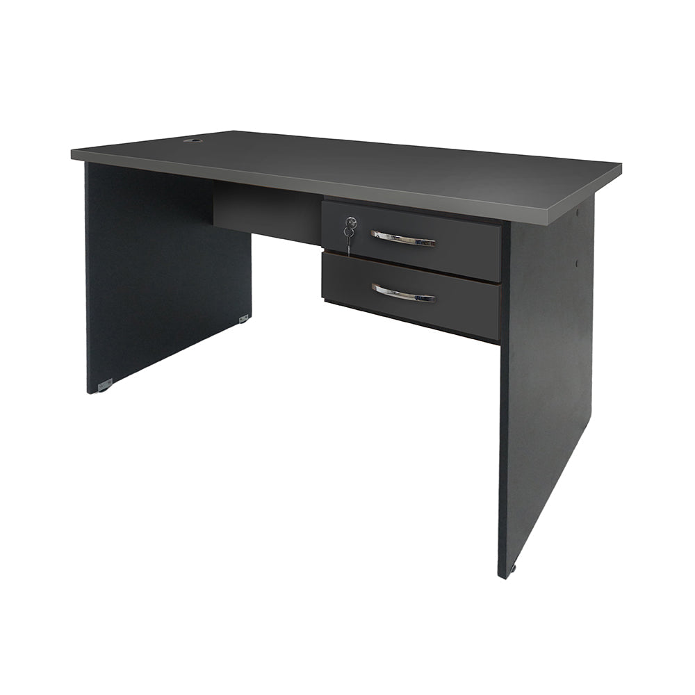 Mesa de Escritório 120cm Pé Painel Com 2 Gavetas - SM alfa BP - 73Ax120Lx60P