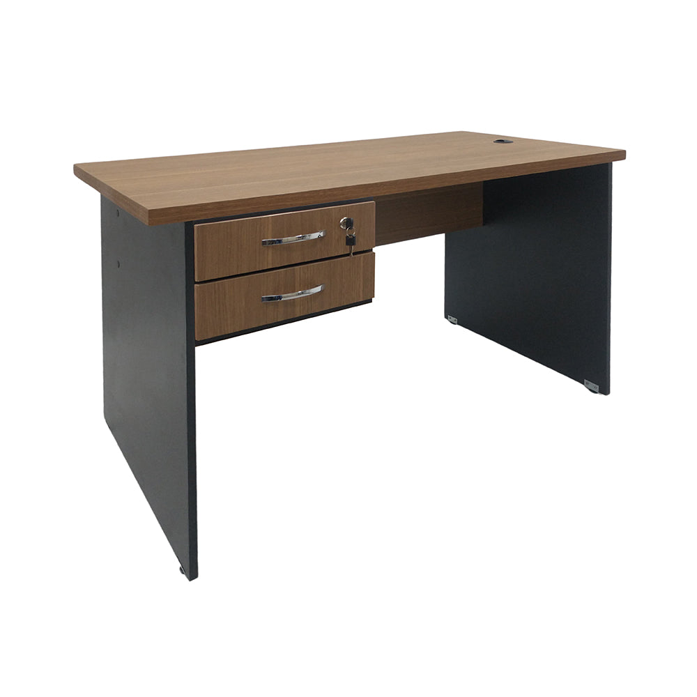 Mesa de Escritório 120cm Pé Painel Com 2 Gavetas - SM alfa BP - 73Ax120Lx60P