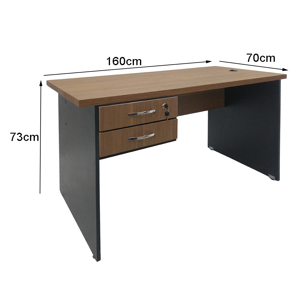 Mesa de Escritório 160cm Pé Painel Com 2 Gavetas - SM alfa BP - 73Ax160Lx70P