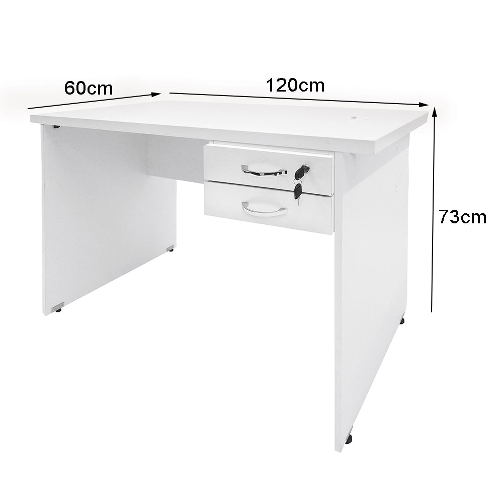 Mesa de Escritório 120cm Pé Painel Com 2 Gavetas - SM alfa BP - 73Ax120Lx60P