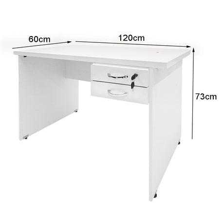 Mesa de Escritório 120cm Pé Painel Com 2 Gavetas - SM alfa BP - 73Ax120Lx60P