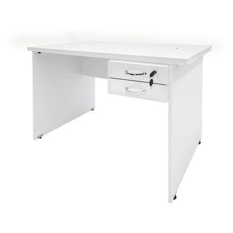 Mesa de Escritório 160cm Pé Painel Com 2 Gavetas - SM alfa BP - 73Ax160Lx70P