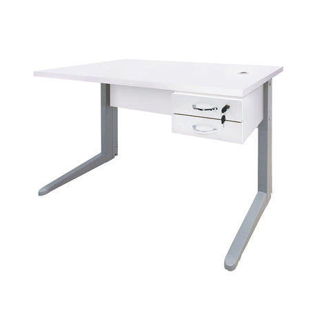 Mesa de Escritório 160cm Pé Metálico Com 2 Gavetas - SM Alfa BP - 74Ax160Lx70P