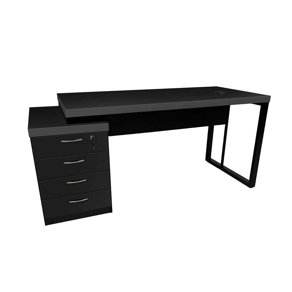 Mesa de Escritório Dinâmica Pé Metálico Com Gaveteiro Pedestal de 4 gavetas - SM Prime - 76AX172LX70P