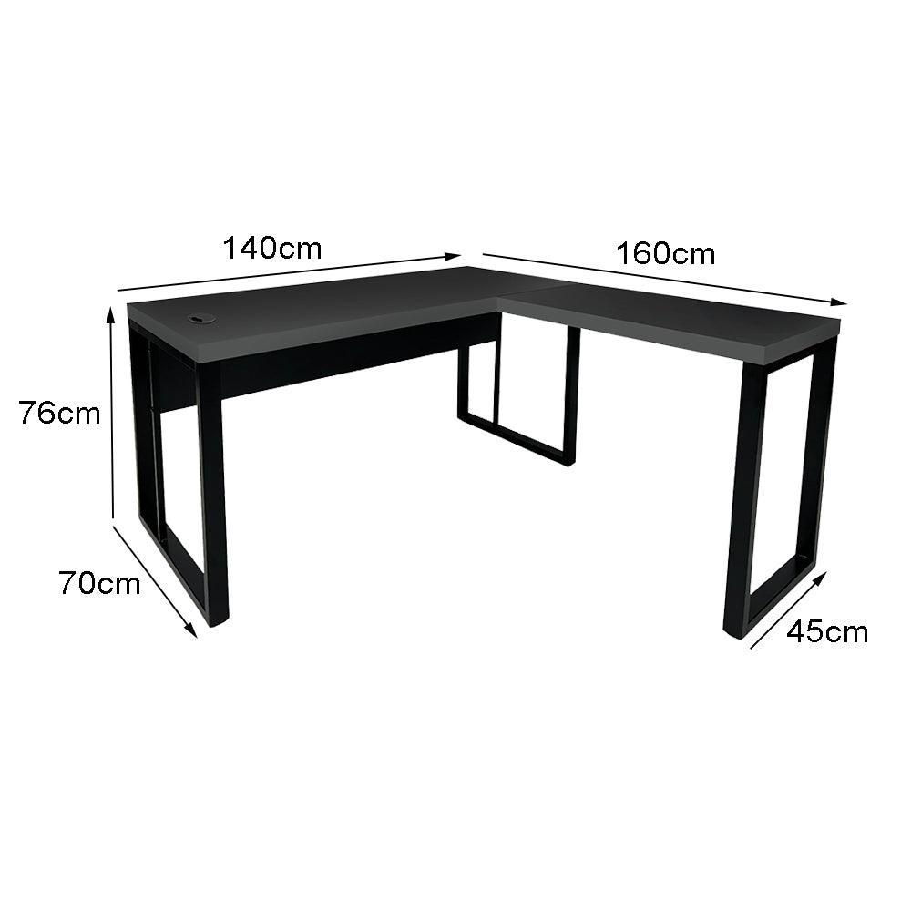 Mesa de Escritório em "L" Pé Metálico - Sm Prime - 76Ax140Lx160P