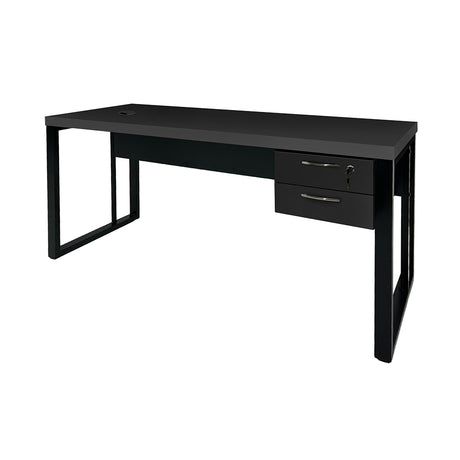Mesa de Escritório 140cm Pé Metálico Com Gaveteiro de 2 Gavetas - SM Prime - 76Ax140Lx70P