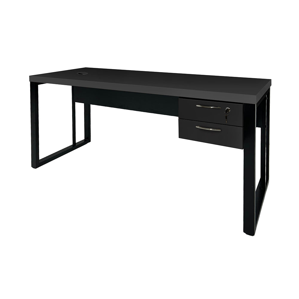 Mesa de Escritório 150cm Pé Metálico Com Gaveteiro de 2 Gavetas - SM Prime - 76Ax150Lx60P