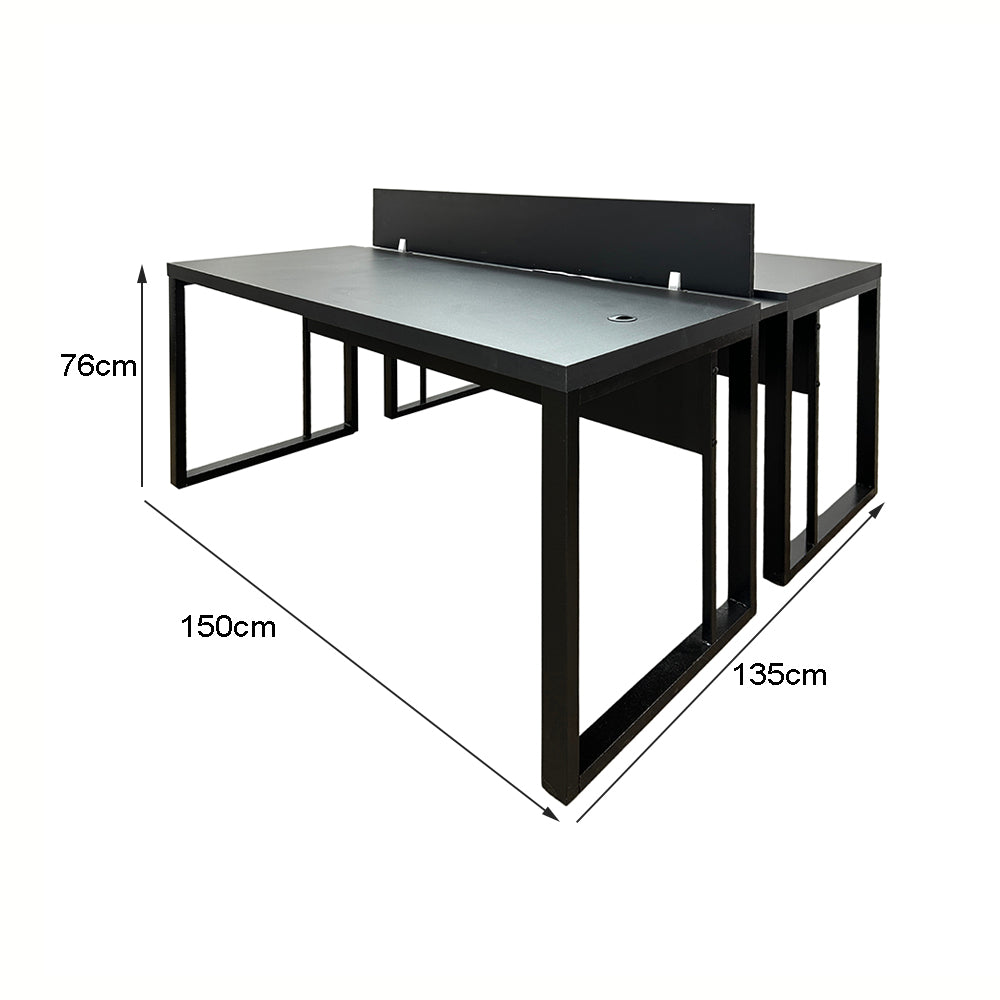 Mesa Plataforma Dupla de 150Lx135P com régua de conectividade e painel divisor em MDP - SM Prime - 76Ax150Lx135P