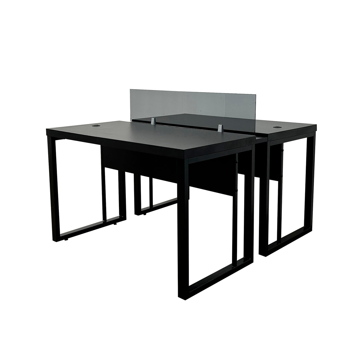 Mesa Plataforma Dupla de 150Lx135P com régua de conectividade e painel divisor em vidro- SM Prime - 76Ax150Lx135P