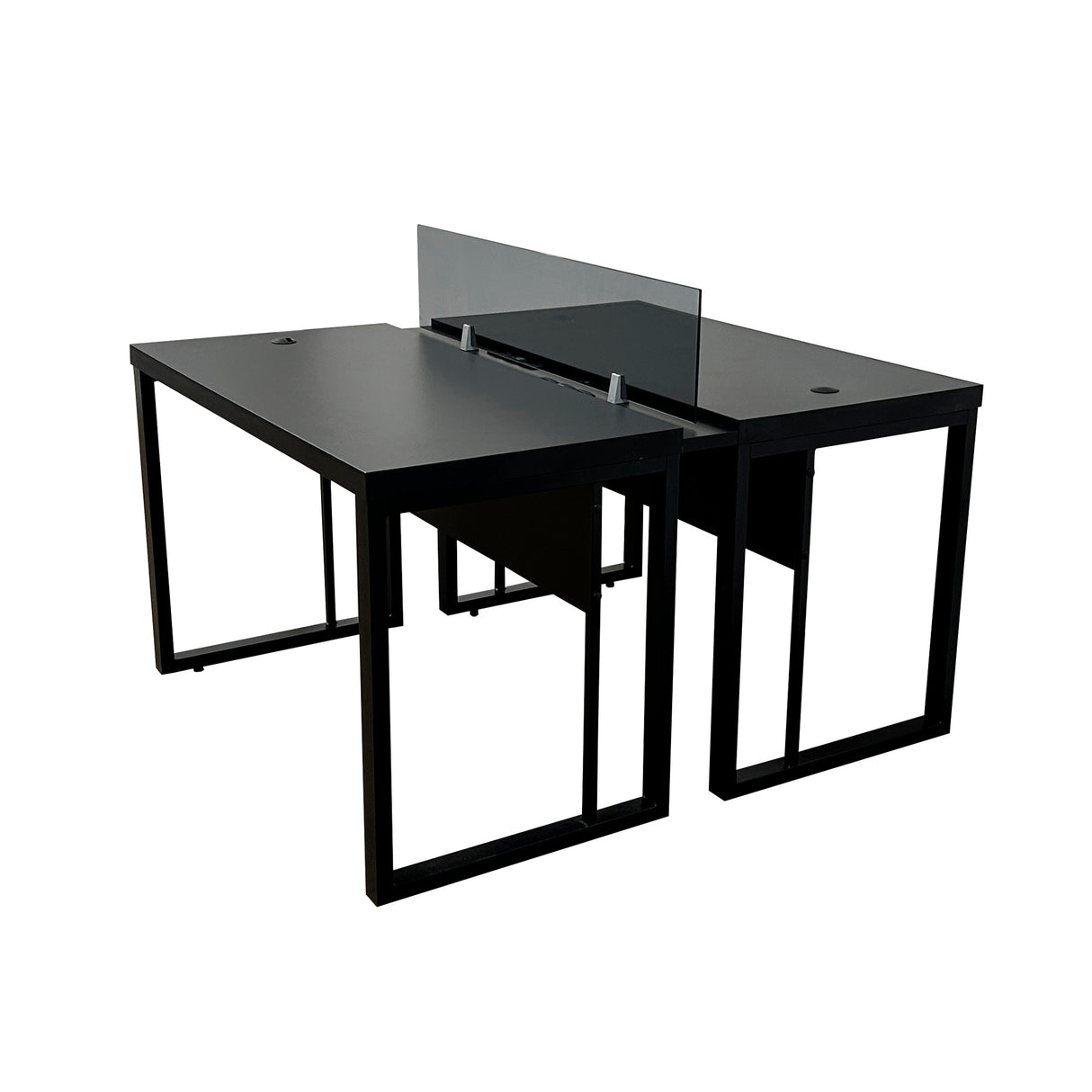 Mesa Plataforma Dupla de 150Lx135P com régua de conectividade e painel divisor em vidro- SM Prime - 76Ax150Lx135P