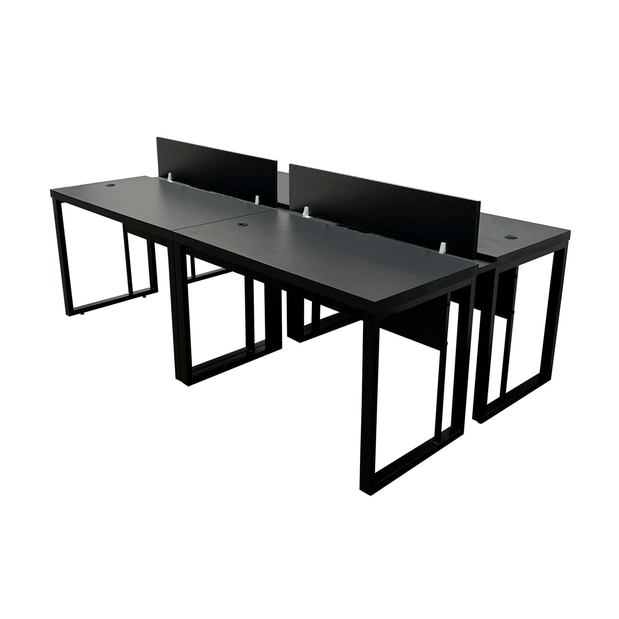 Kit com 2 Mesas Plataforma Dupla de 150Lx135P com régua de conectividade e painel divisor em MDP - SM Prime - 76Ax150Lx135P