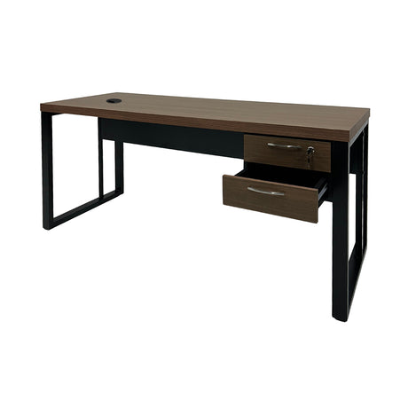Mesa de Escritório 150cm Pé Metálico Com Gaveteiro de 2 Gavetas - SM Prime - 76Ax150Lx60P