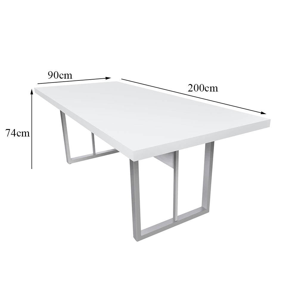 Mesa de Reunião Retangular 6 Lugares Com Pé Metálico - SM Prime - 74Ax200Lx90P
