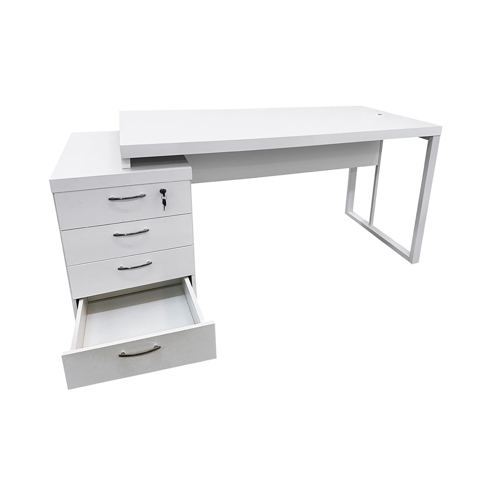 Mesa de Escritório Dinâmica Pé Metálico Com Gaveteiro Pedestal de 4 gavetas - SM Prime - 76AX172LX70P