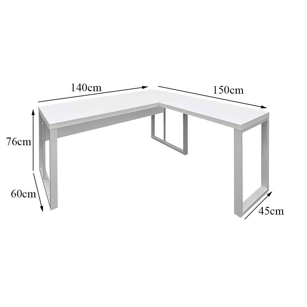 Mesa de Escritório em "L" Pé Metálico - Sm Prime - 76Ax140Lx150P