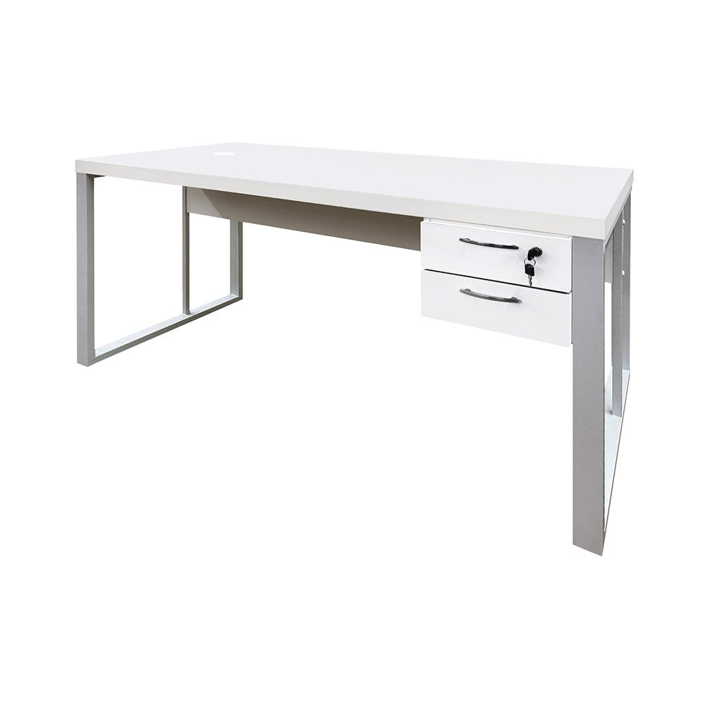 Mesa de Escritório 150cm Pé Metálico Com Gaveteiro de 2 Gavetas - SM Prime - 76Ax150Lx70P