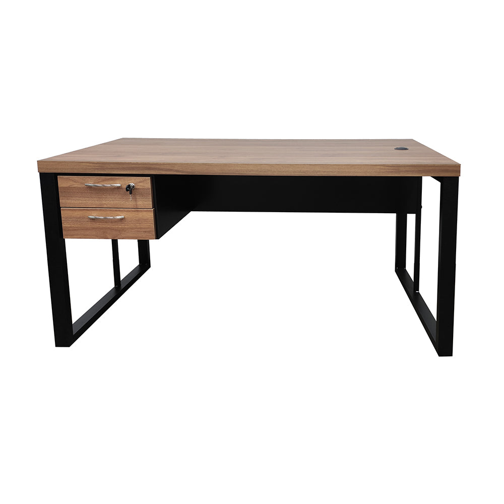 Mesa de Escritório 150cm Pé Metálico Com Gaveteiro de 2 Gavetas - SM Prime - 76Ax150Lx60P
