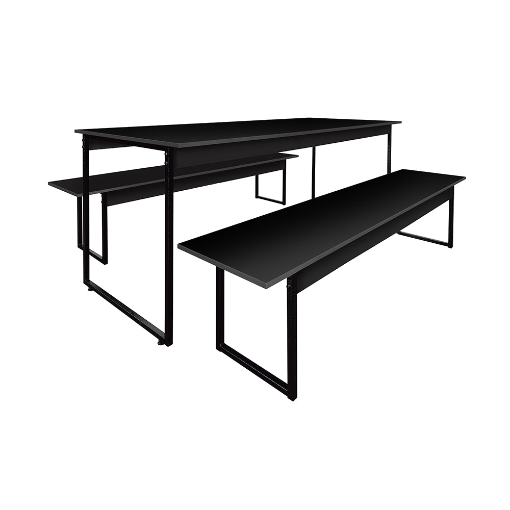 Mesa para Refeitório 4 Lugares c/2 Bancos 2 Lug. em MDF com Estrutura Metálica 135L x 72P