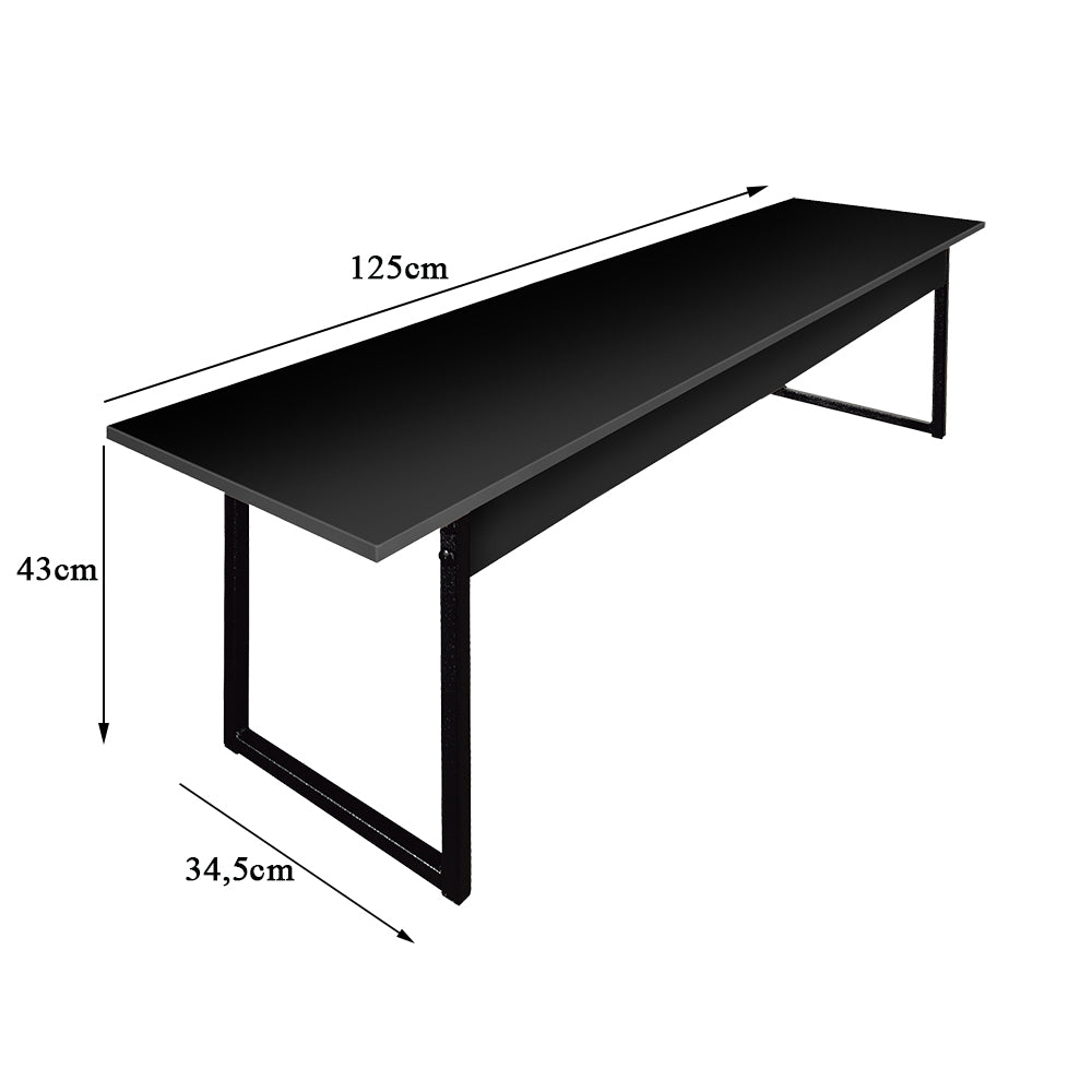 Banco para mesa refeitório 2 Lugares em MDF com estrutura metálica 125L x 43A x 34,5P