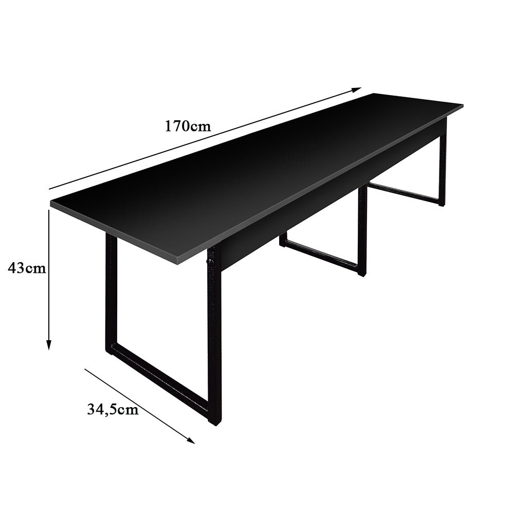 Banco para mesa refeitório 3 Lugares em MDF com estrutura metálica 170L x 43A x 34,5P