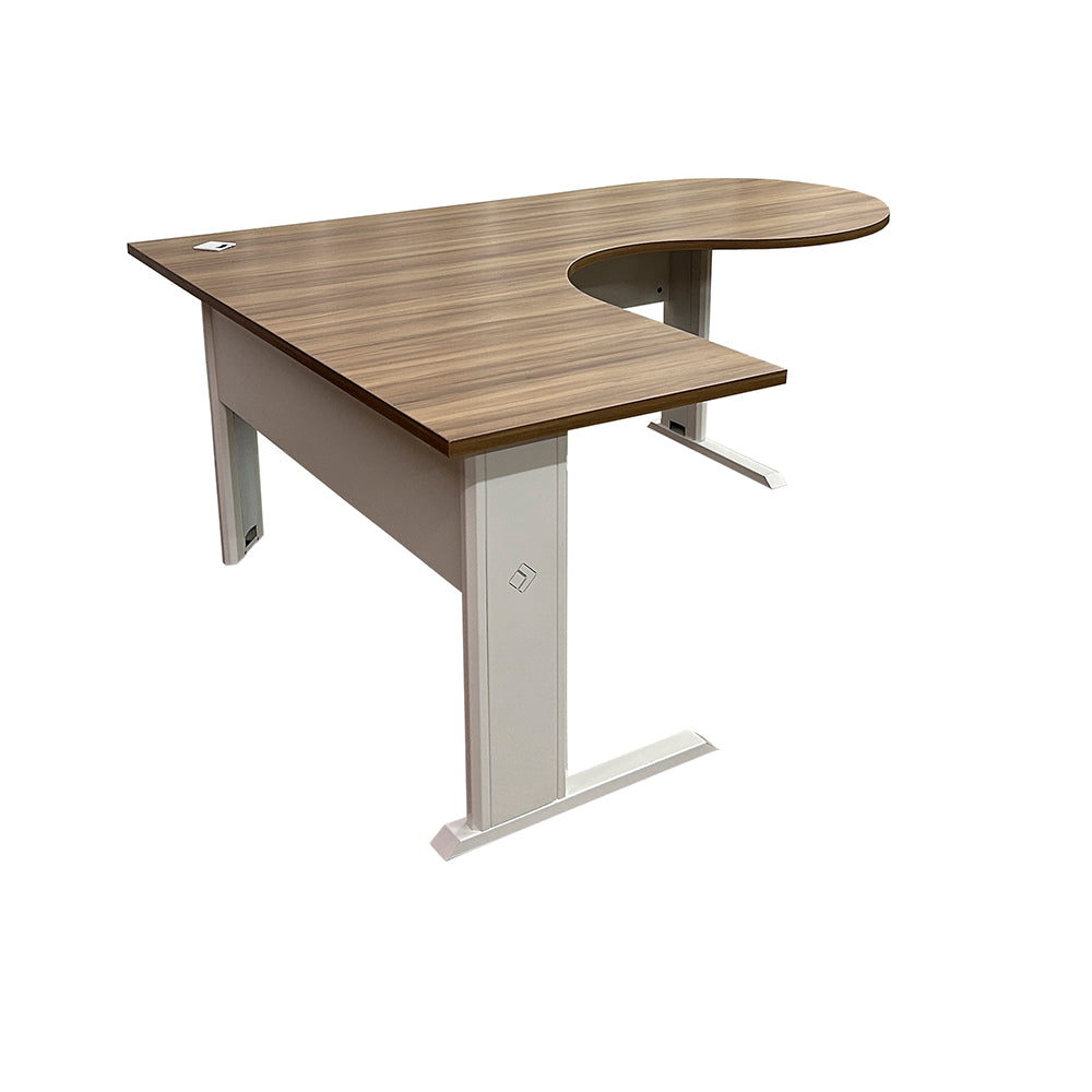 Mesa de escritório angular gerente com pé metálico direita - Euro Grécia - 74Ax150/200LX60/80P