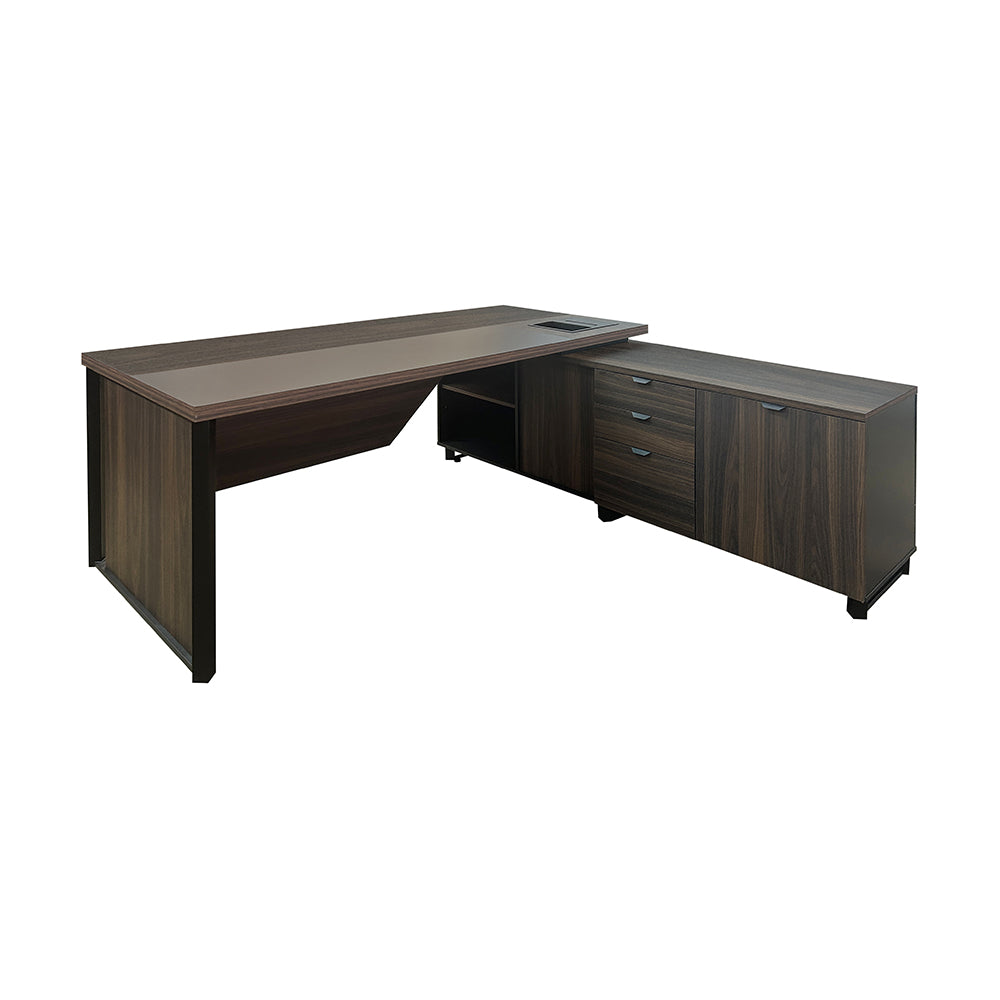 Mesa de Escritório em "L" Com Armário Lateral e 1 Caixa de Tomadas à Direita - Euro Malta - 74AX180LX176,5P