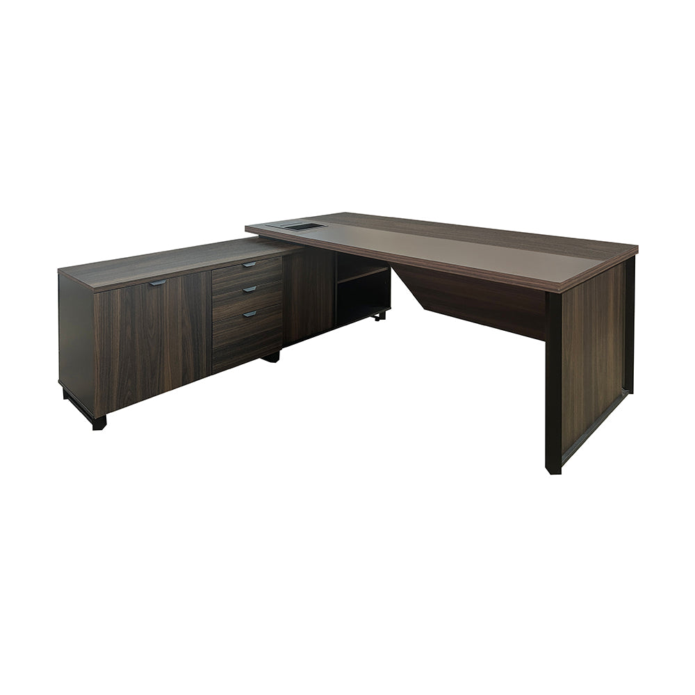 Mesa de Escritório em "L" Com Armário Lateral e 1 Caixa de Tomadas à Esquerda - Euro Malta - 74AX180LX176,5P