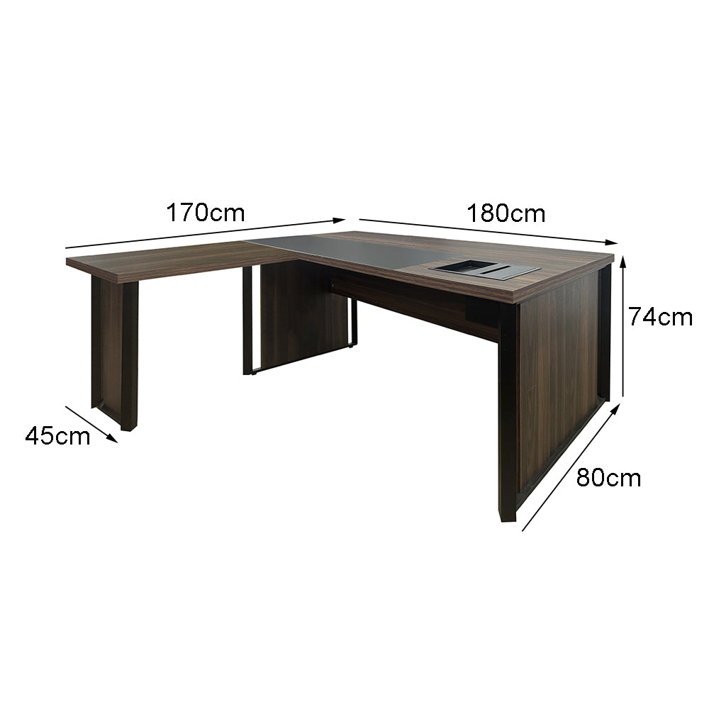 Mesa de Escritório em "L" com 1 Caixa de Tomadas à Direita - Euro Malta - 74AX180Lx170P