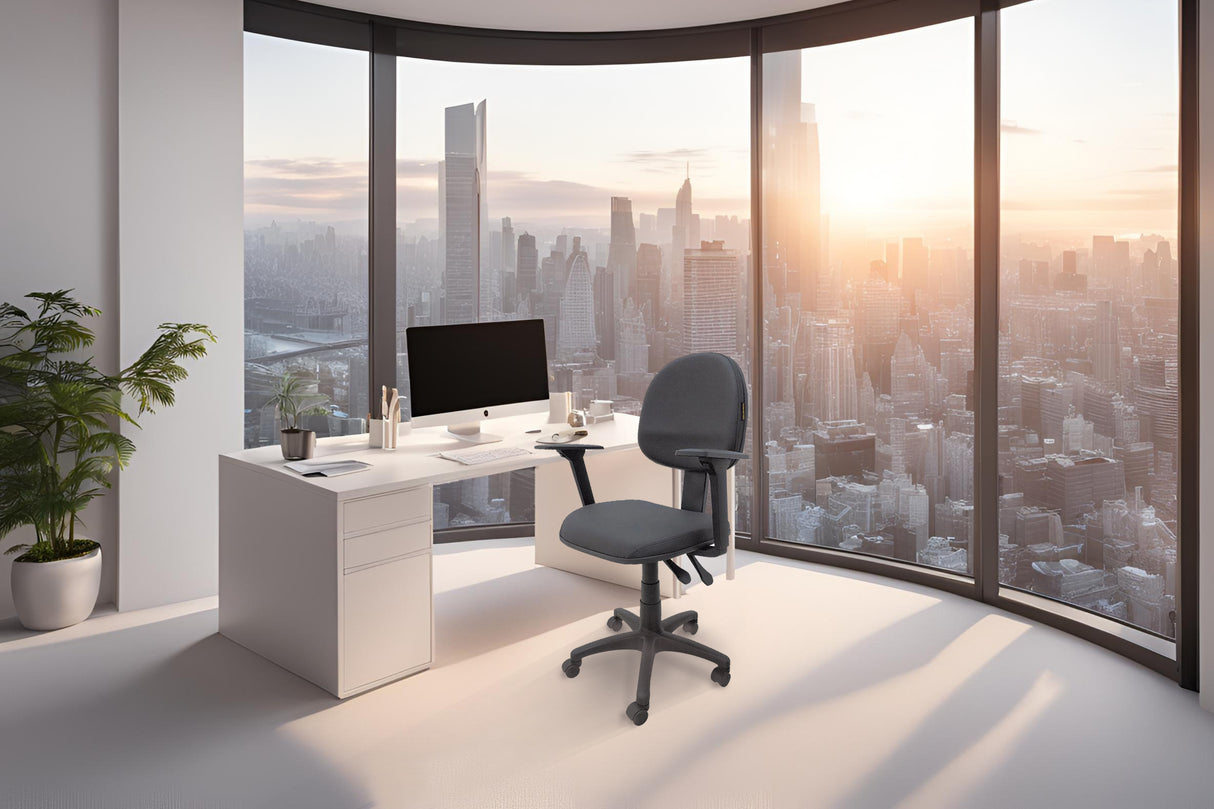 Cadeira de escritório secretária 758 em courvin sem costura com base Back System - Turim