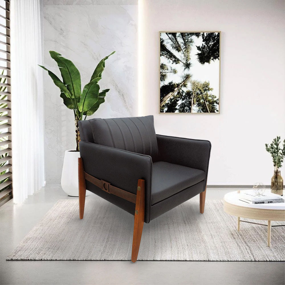 POLTRONA ALYSSA 386 COURVIN BASE MADEIRA - MULLER