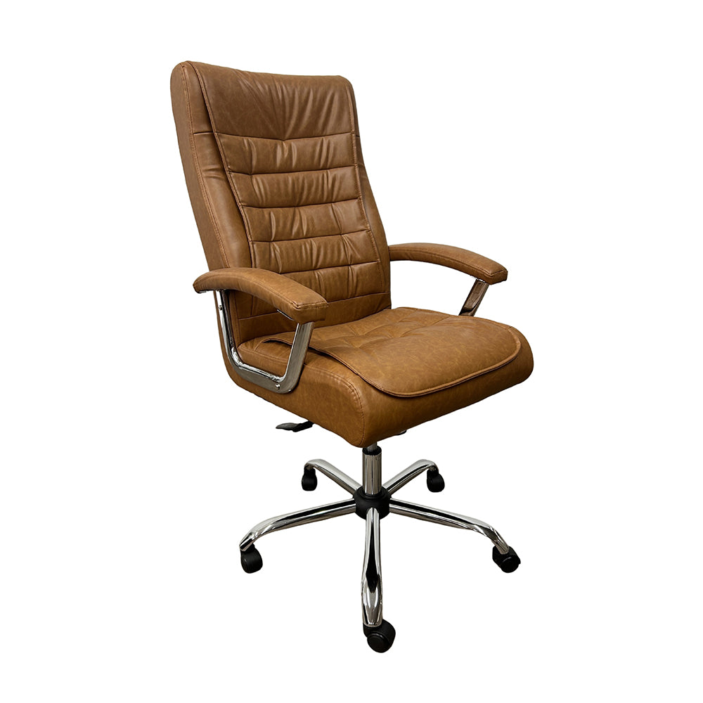 Cadeira de Escritório Presidente em PU e base cromada Oslo - OR Design