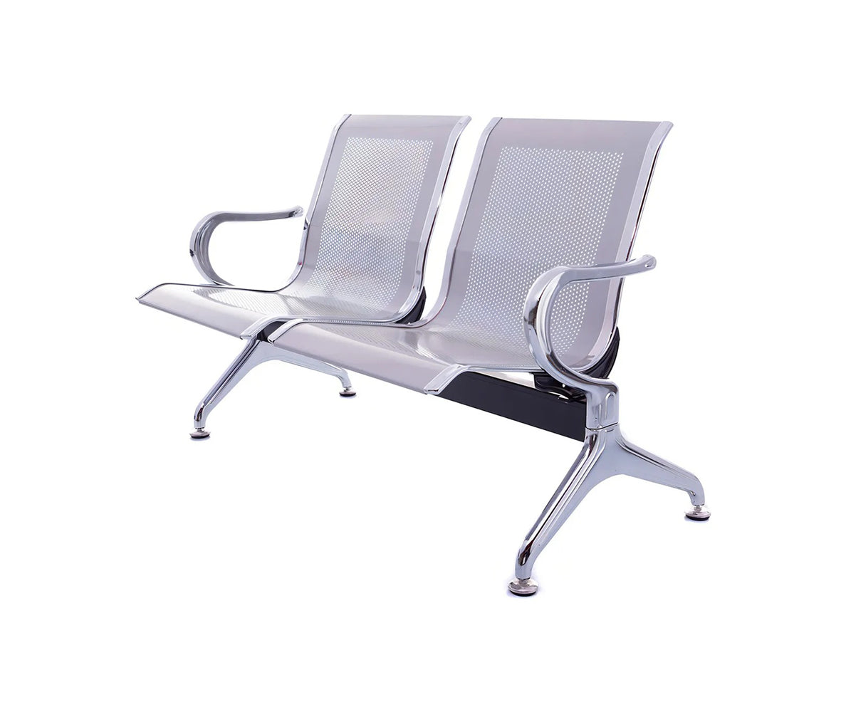 Longarina Metálica 2 Lugares em Aço Cromado