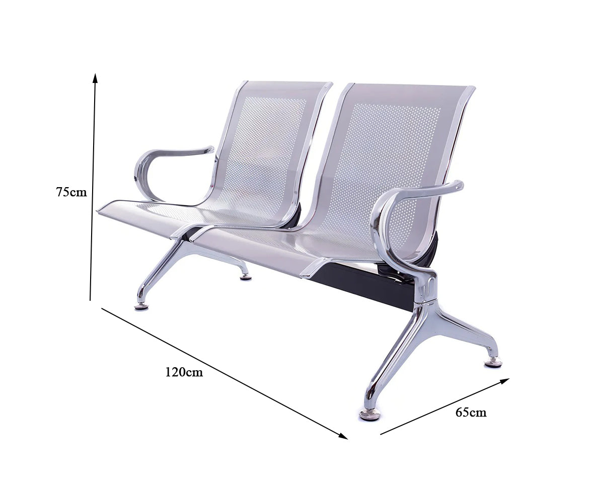 Longarina Metálica 2 Lugares em Aço Cromado