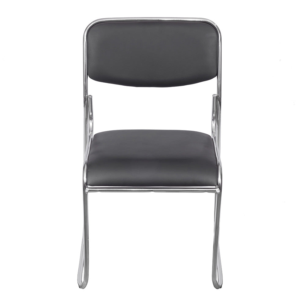 Kit com 4 Cadeiras de Escritório Empilháveis Arezzo Estofado em PU e Estrutura Cromada