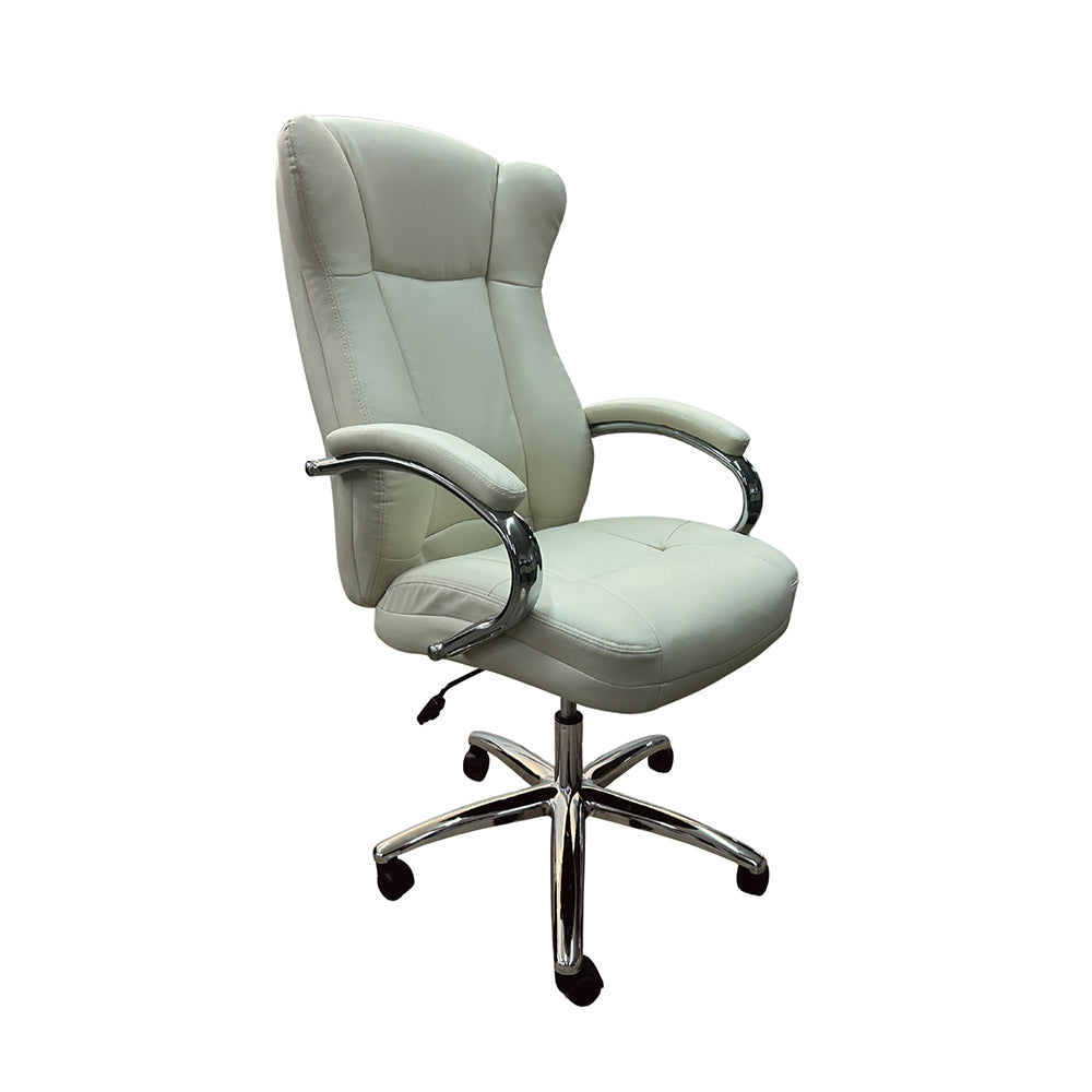 Cadeira de escritório presidente com estofado em PU e base cromada