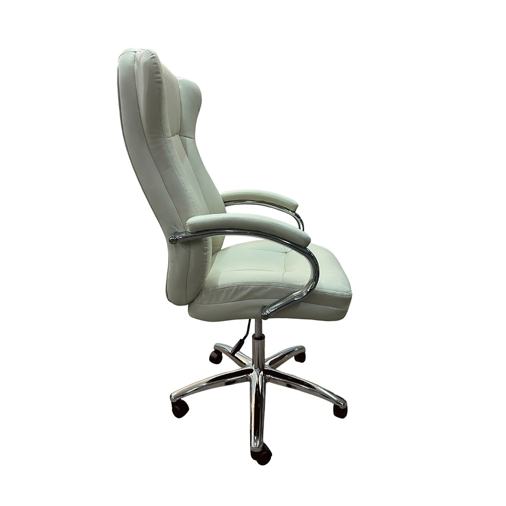Cadeira de escritório presidente com estofado em PU e base cromada