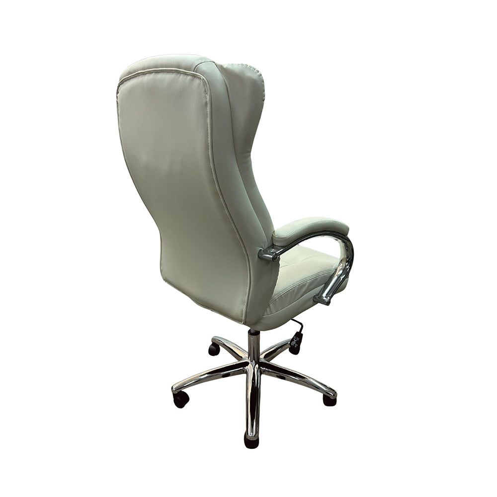 Cadeira de escritório presidente com estofado em PU e base cromada