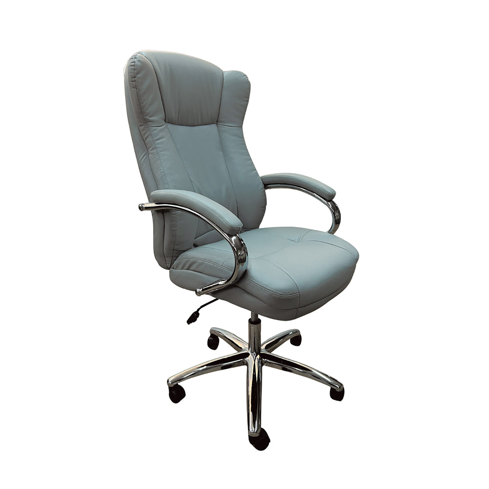 Cadeira de escritório presidente com estofado em PU e base cromada