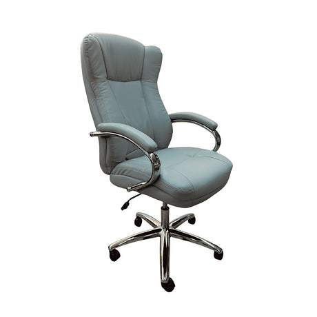 Cadeira de escritório presidente com estofado em PU e base cromada
